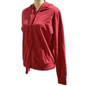 Ultra Teeze Womens Space Dye Drawstring Hoodie Size M Front Zip Fuschia
